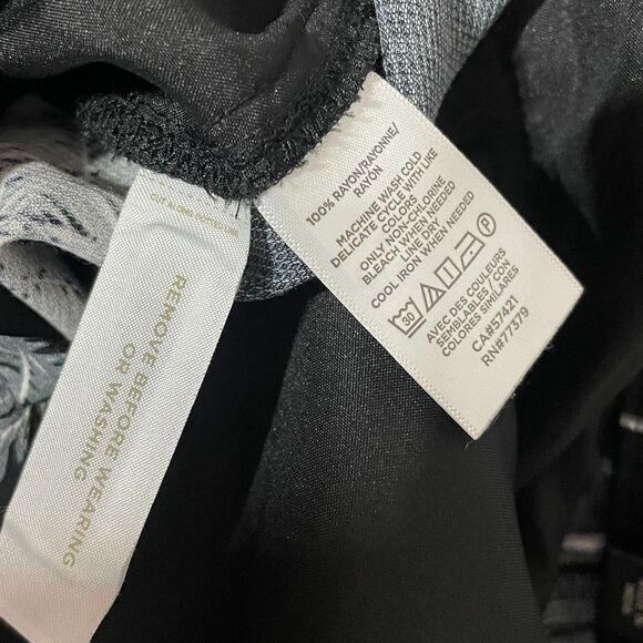 New Ann Taylor Black Palm Tree Print Wide Leg Pull On Trousers - Picture 10 of 12